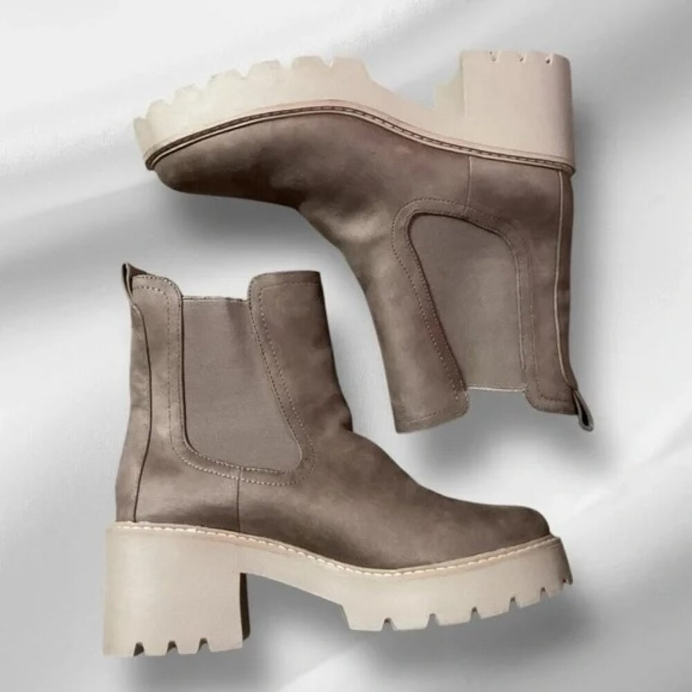 DV by DOLCE VITA 'Tobias' Truffle Faux Suede Chelsea Ankle Boots Booties Shoes - Picture 7 of 13